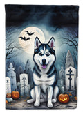 Siberian Husky Spooky Halloween House Flag 28x40 Porch Sleeve Pole Decorative Outside Yard Banner Artwork Wall Hanging, Polyester