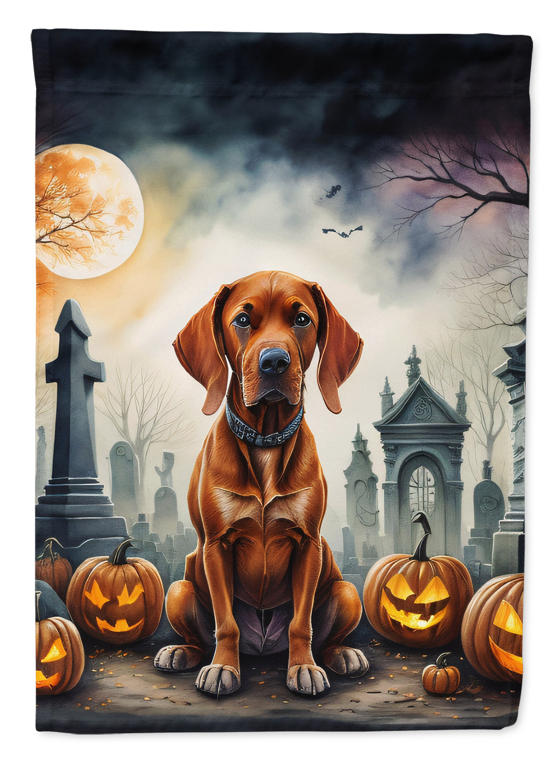 Vizsla Spooky Halloween House Flag 28x40 Porch Sleeve Pole Decorative Outside Yard Banner Artwork Wall Hanging, Polyester