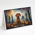 Vizsla Spooky Halloween Greeting Cards Pack of 8 Blank Cards with Envelopes Whimsical A7 Size 5x7