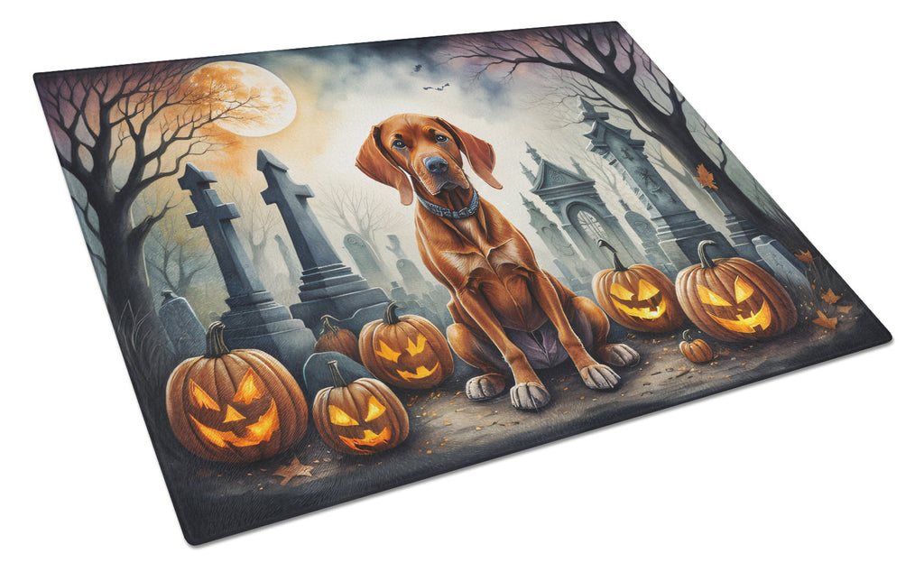 Vizsla Spooky Halloween Cutting Board Tempered Glass Kitchen Cutting Surface, Heat Resistant Chopping, Non-Slip Feet, Food Prep & Serving