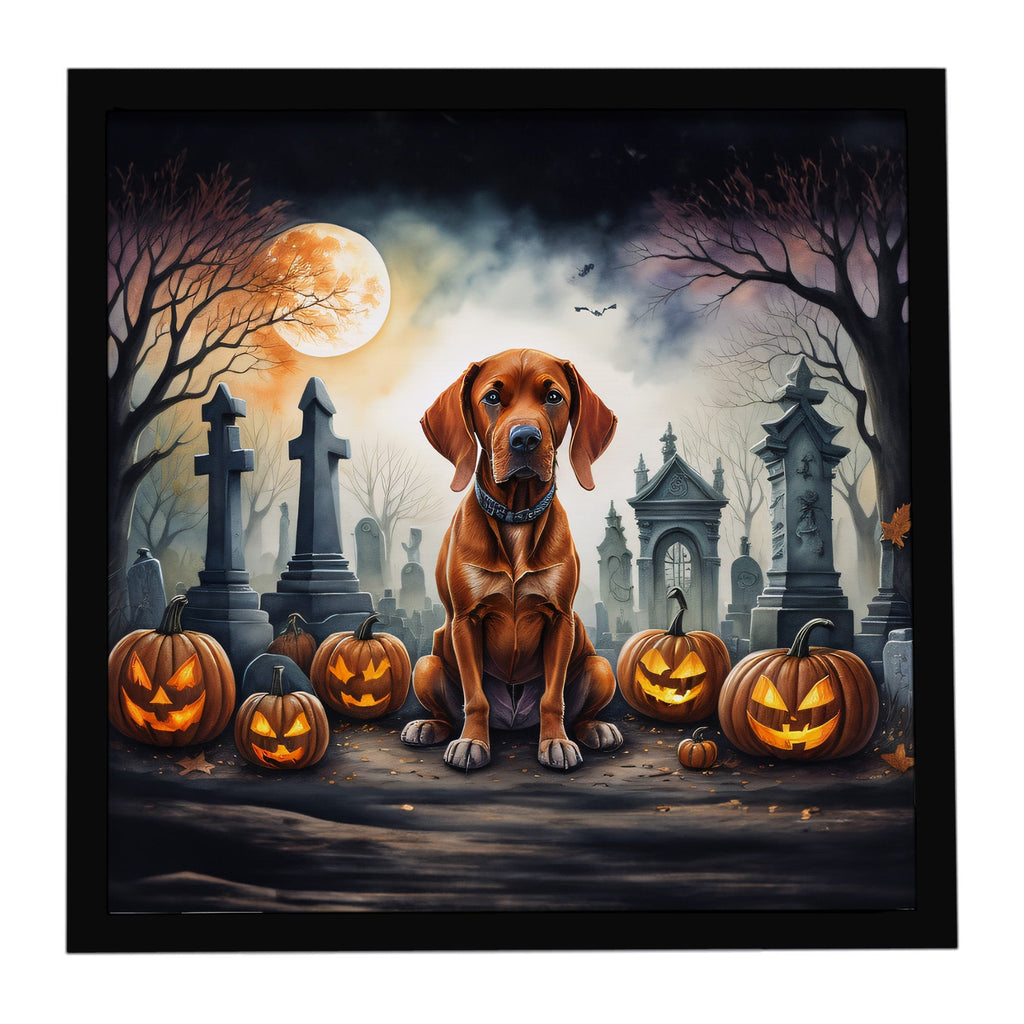 Vizsla Spooky Halloween Framed Metal Print Bathroom, Kitchen, Office, Home Decor Wall Art Ready to Hang, Square, 8X8