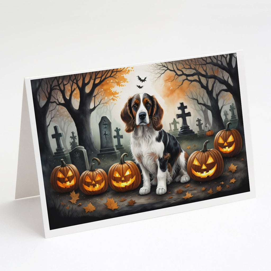 Welsh Springer Spaniel Spooky Halloween Greeting Cards Pack of 8 Blank Cards with Envelopes Whimsical A7 Size 5x7
