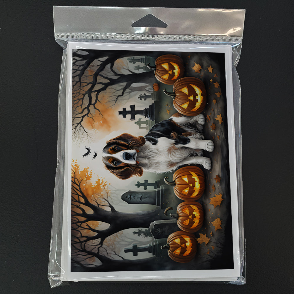 Welsh Springer Spaniel Spooky Halloween Greeting Cards Pack of 8 Blank Cards with Envelopes Whimsical A7 Size 5x7