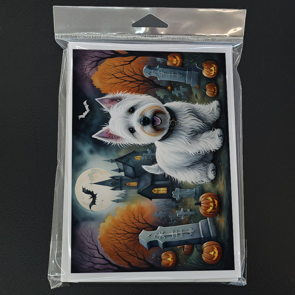 Westie Spooky Halloween Greeting Cards Pack of 8 Blank Cards with Envelopes Whimsical A7 Size 5x7