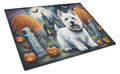 Westie Spooky Halloween Cutting Board Tempered Glass Kitchen Cutting Surface, Heat Resistant Chopping, Non-Slip Feet, Food Prep & Serving