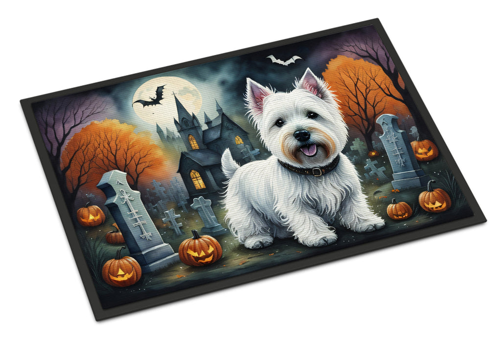 Westie Spooky Halloween Doormat Indoor Outdoor 18H X 27W Front Door Mat Rugs for Entryway, Non Slip Washable