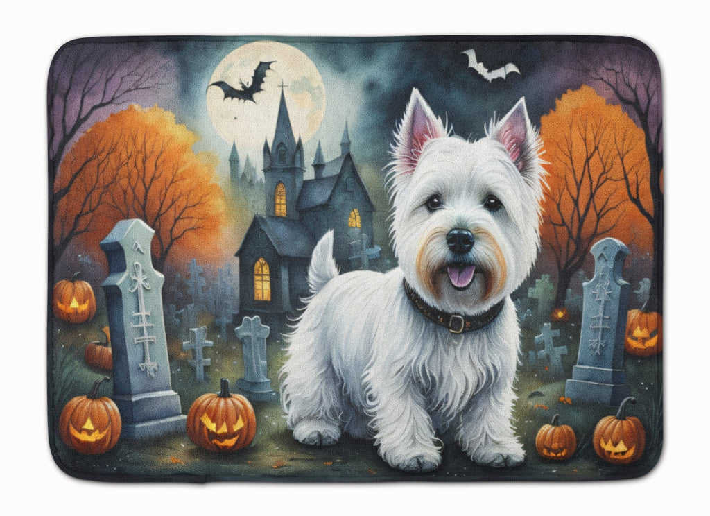Westie Spooky Halloween Memory Foam Kitchen Mat Machine Washable Anti-Fatigue Cushion Comfort Bath or Kitchen Rug