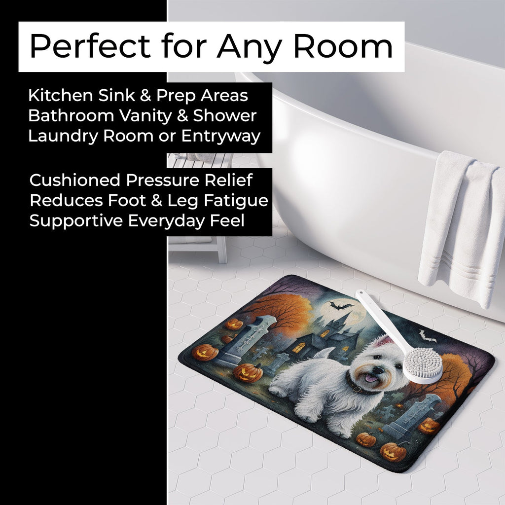Westie Spooky Halloween Memory Foam Kitchen Mat Machine Washable Anti-Fatigue Cushion Comfort Bath or Kitchen Rug