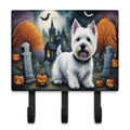 Westie Spooky Halloween Leash or Key Holder Wall Hooks, Coat Rack Wall Mount, for Hanging Keys, Towels, Aprons, Leashes