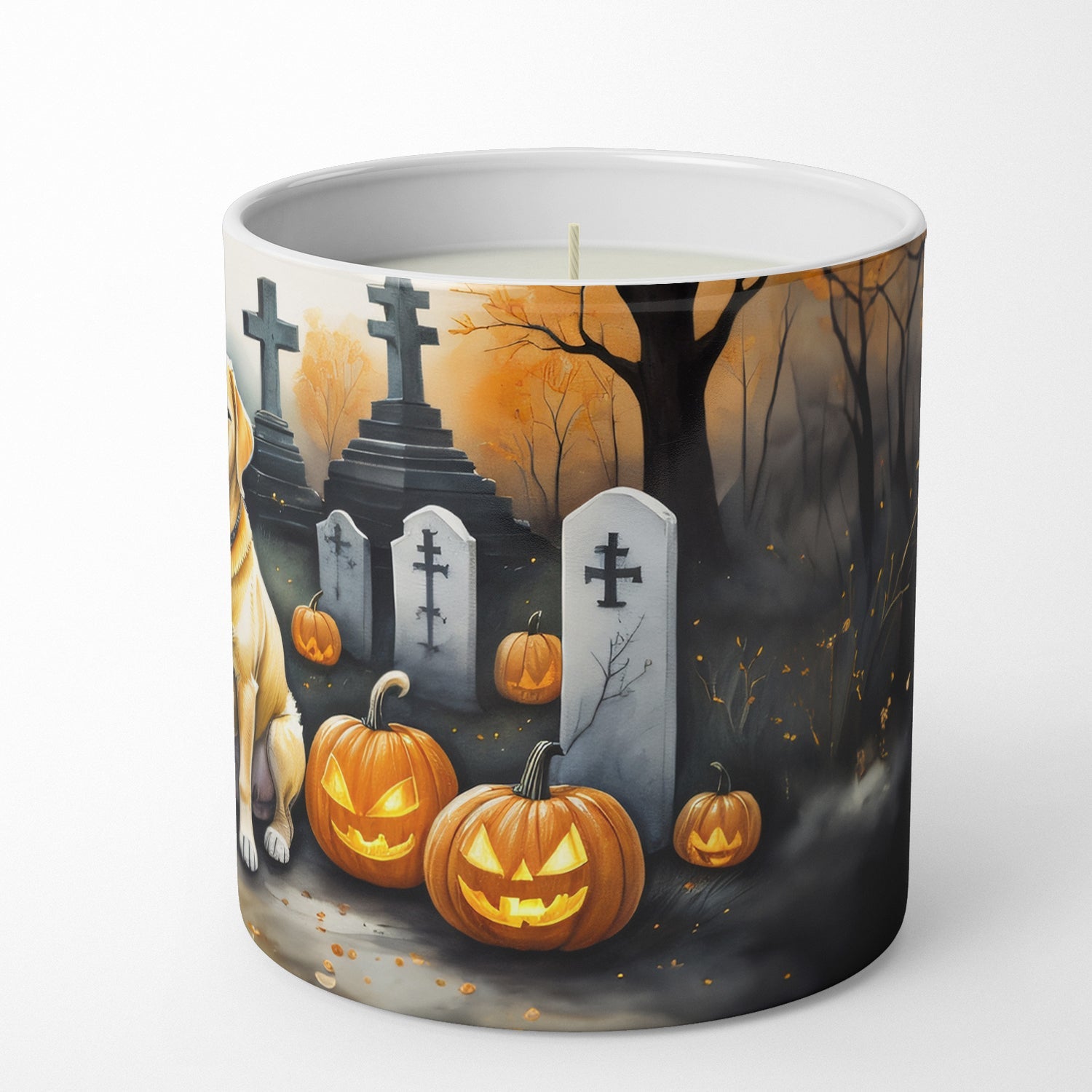 Yellow Labrador Retriever Spooky Halloween Decorative Soy Candle Nature Soy Wax Essential Oil Home Decor Ideal for Bedroom Kitchen Bath Office Gift, 10 oz