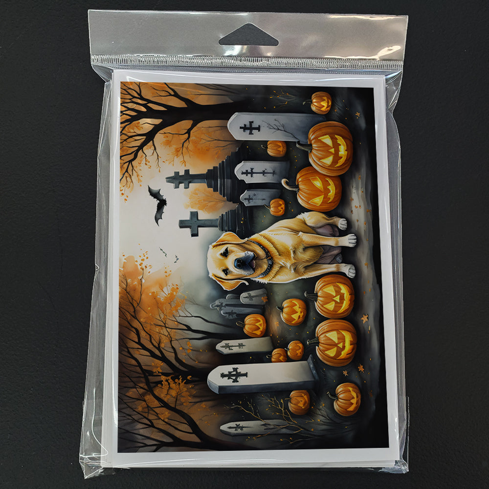 Yellow Labrador Retriever Spooky Halloween Greeting Cards Pack of 8 Blank Cards with Envelopes Whimsical A7 Size 5x7