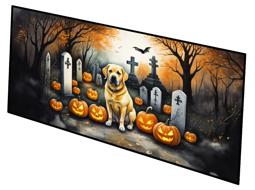 Yellow Labrador Retriever Spooky Halloween Runner Mat 28x58 Front Door Mat Indoor Outdoor Rugs for Entryway Hallway Foyer Non Slip Washable Wide Doormat