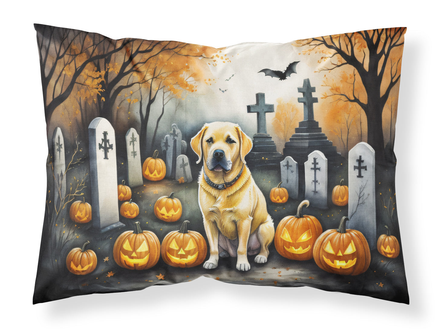 Yellow Labrador Retriever Spooky Halloween Standard Pillowcase Lightweight Super Soft Easy Care Decorative Artwork Pillowcase, Standard
