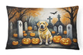 Yellow Labrador Retriever Spooky Halloween Decorative Throw Pillow 12x16 Indoor Outdoor Accent Cushion, Fabric Cover with Insert for Sofa, Bed, Porch & Living Room