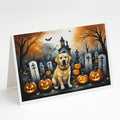 Yellow Labrador Retriever Spooky Halloween Greeting Cards Pack of 8 Blank Cards with Envelopes Whimsical A7 Size 5x7
