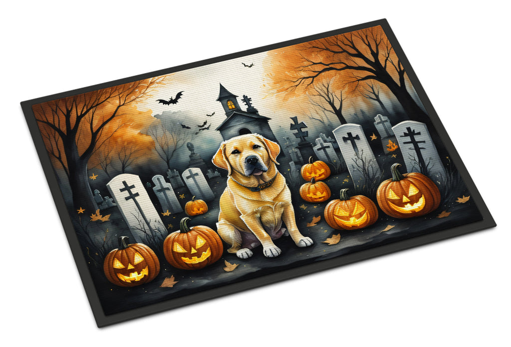 Yellow Labrador Retriever Spooky Halloween Doormat Indoor Outdoor 24H X 36W Front Door Mat Rugs for Entryway, Non Slip Washable Low Pile,