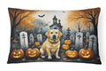 Yellow Labrador Retriever Spooky Halloween Decorative Throw Pillow 12x16 Indoor Outdoor Accent Cushion, Fabric Cover with Insert for Sofa, Bed, Porch & Living Room