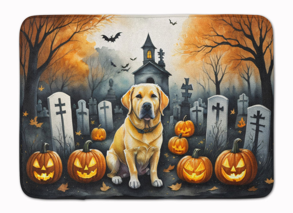 Yellow Labrador Retriever Spooky Halloween Memory Foam Kitchen Mat Machine Washable Anti-Fatigue Cushion Comfort Bath or Kitchen Rug