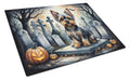 Yorkshire Terrier Spooky Halloween Cutting Board Tempered Glass Kitchen Cutting Surface, Heat Resistant Chopping, Non-Slip Feet, Food Prep & Serving