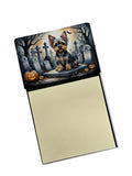 Yorkshire Terrier Spooky Halloween Watercolor Sticky Note Holder Refillable Dispenser Desk Accessory 3x3 Pad Gift