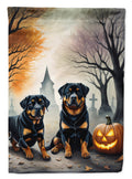 Rottweiler Spooky Halloween House Flag 28x40 Porch Sleeve Pole Decorative Outside Yard Banner Artwork Wall Hanging, Polyester