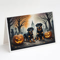 Rottweiler Spooky Halloween Greeting Cards Pack of 8 Blank Cards with Envelopes Whimsical A7 Size 5x7