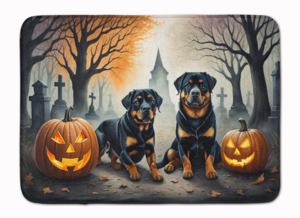 Rottweiler Spooky Halloween Memory Foam Kitchen Mat Machine Washable Anti-Fatigue Cushion Comfort Bath or Kitchen Rug