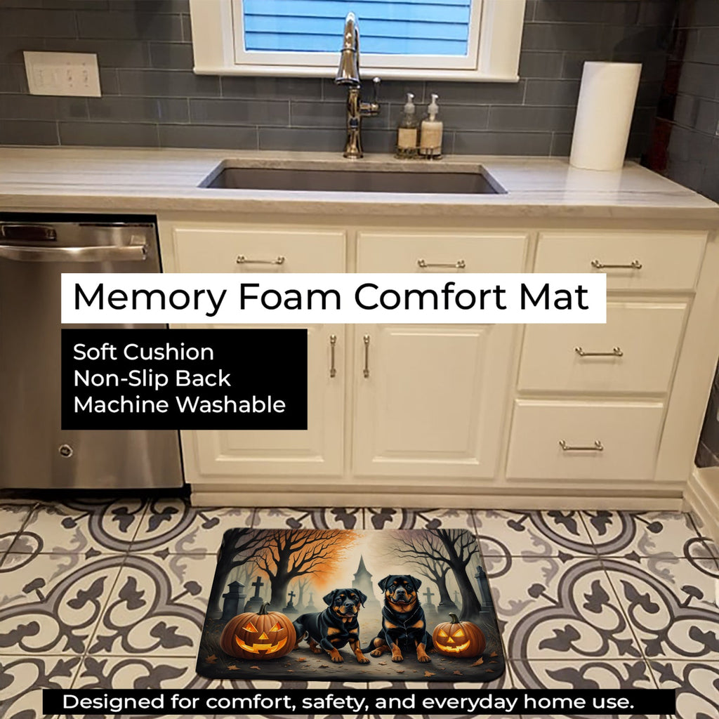 Rottweiler Spooky Halloween Memory Foam Kitchen Mat Machine Washable Anti-Fatigue Cushion Comfort Bath or Kitchen Rug