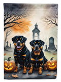 Rottweiler Spooky Halloween House Flag 28x40 Porch Sleeve Pole Decorative Outside Yard Banner Artwork Wall Hanging, Polyester