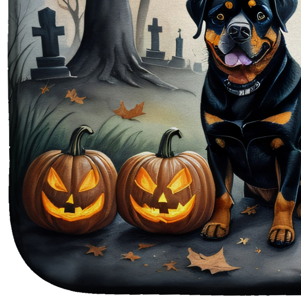 Rottweiler Spooky Halloween Dish Drying Mat Absorbent Dish Drying Mat Pad for Kitchen Counter Dish Drainer Mat for Countertop, 14 x 21", Multicolor