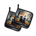Rottweiler Spooky Halloween Pot Holder Set of 2 Heat Resistant Quilted Hot Pads 7.5 x 7.5 Inch, Insulated Kitchen Trivets for Cooking & Baking