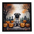 Fawn Pug Spooky Halloween Framed Metal Print Bathroom, Kitchen, Office, Home Decor Wall Art Ready to Hang, Square, 8X8