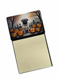 Fawn Pug Spooky Halloween Watercolor Sticky Note Holder Refillable Dispenser Desk Accessory 3x3 Pad Gift