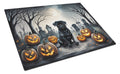 Black Pug Spooky Halloween Cutting Board Tempered Glass Kitchen Cutting Surface, Heat Resistant Chopping, Non-Slip Feet, Food Prep & Serving