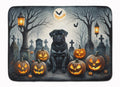 Black Pug Spooky Halloween Memory Foam Kitchen Mat Machine Washable Anti-Fatigue Cushion Comfort Bath or Kitchen Rug