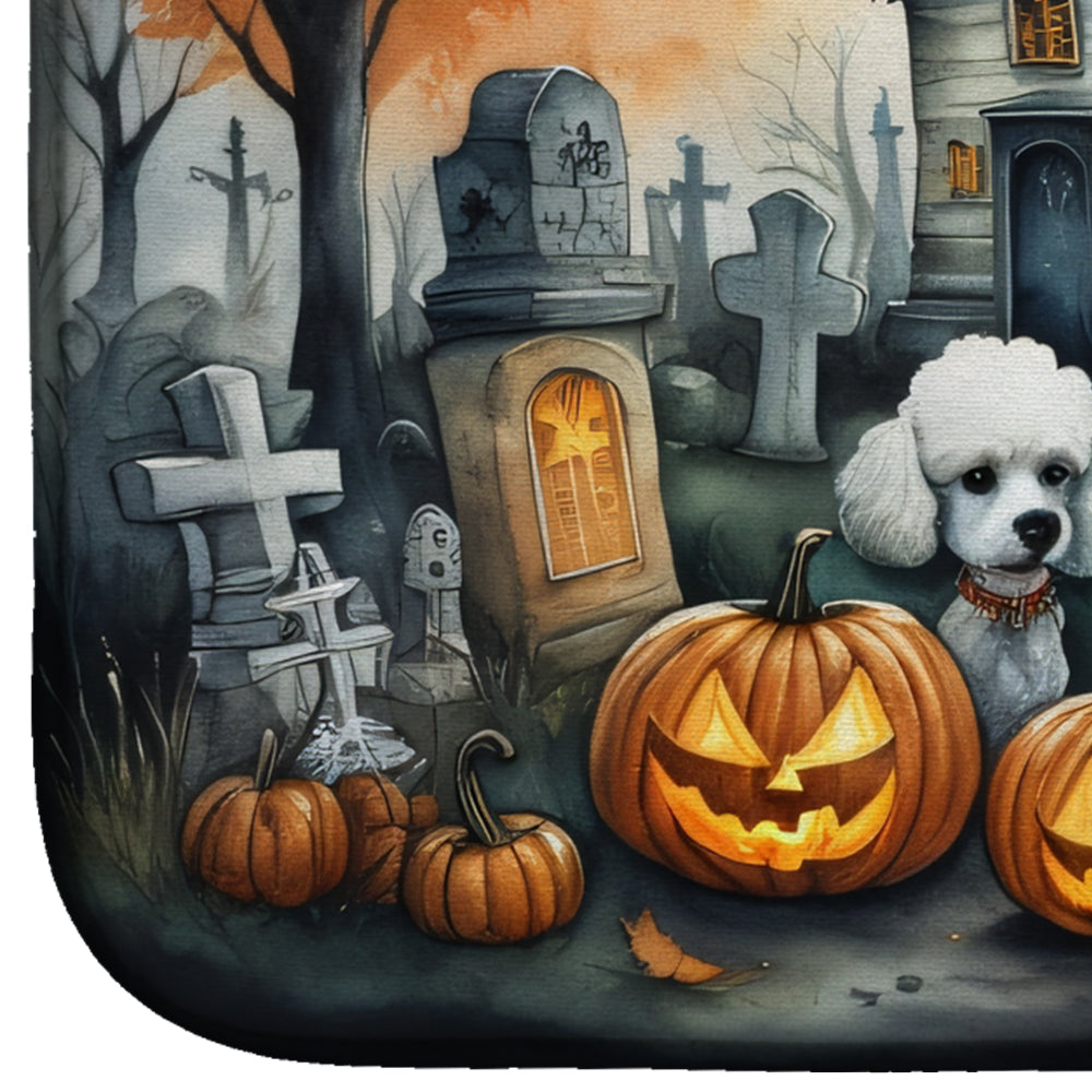 Poodle Spooky Halloween Dish Drying Mat Absorbent Dish Drying Mat Pad for Kitchen Counter Dish Drainer Mat for Countertop, 14 x 21", Multicolor