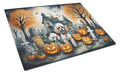 Poodle Spooky Halloween Cutting Board Tempered Glass Kitchen Cutting Surface, Heat Resistant Chopping, Non-Slip Feet, Food Prep & Serving