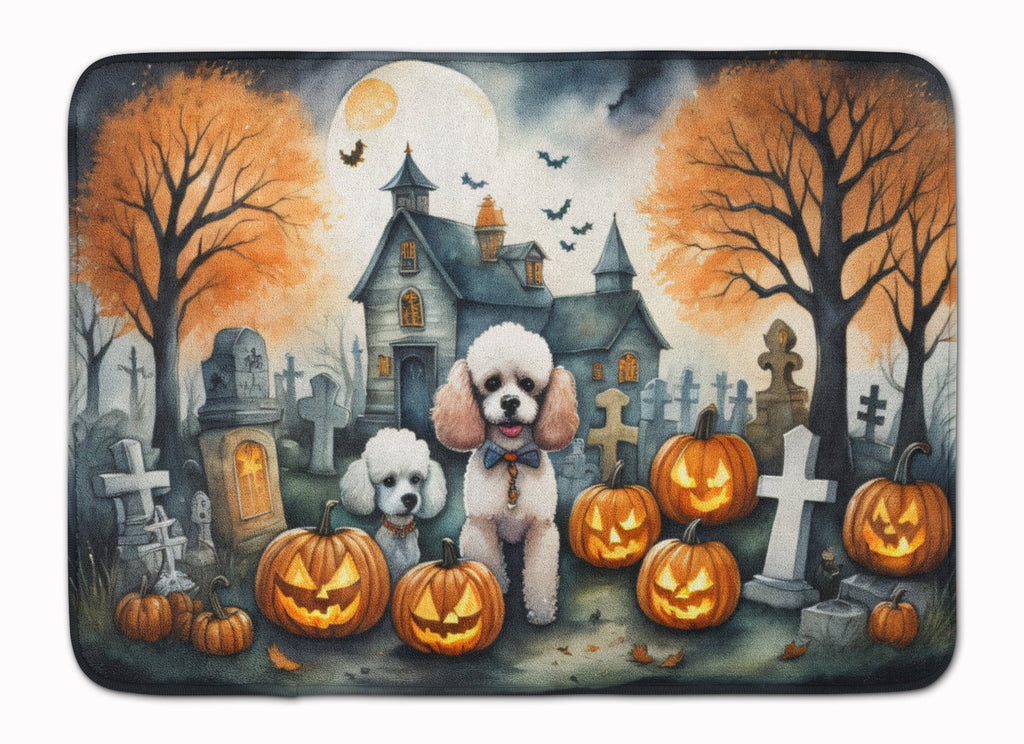 Poodle Spooky Halloween Memory Foam Kitchen Mat Machine Washable Anti-Fatigue Cushion Comfort Bath or Kitchen Rug