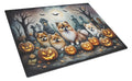 Pomeranian Spooky Halloween Cutting Board Tempered Glass Kitchen Cutting Surface, Heat Resistant Chopping, Non-Slip Feet, Food Prep & Serving