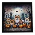 Pomeranian Spooky Halloween Framed Metal Print Bathroom, Kitchen, Office, Home Decor Wall Art Ready to Hang, Square, 8X8