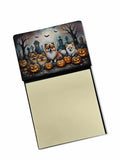 Pomeranian Spooky Halloween Watercolor Sticky Note Holder Refillable Dispenser Desk Accessory 3x3 Pad Gift
