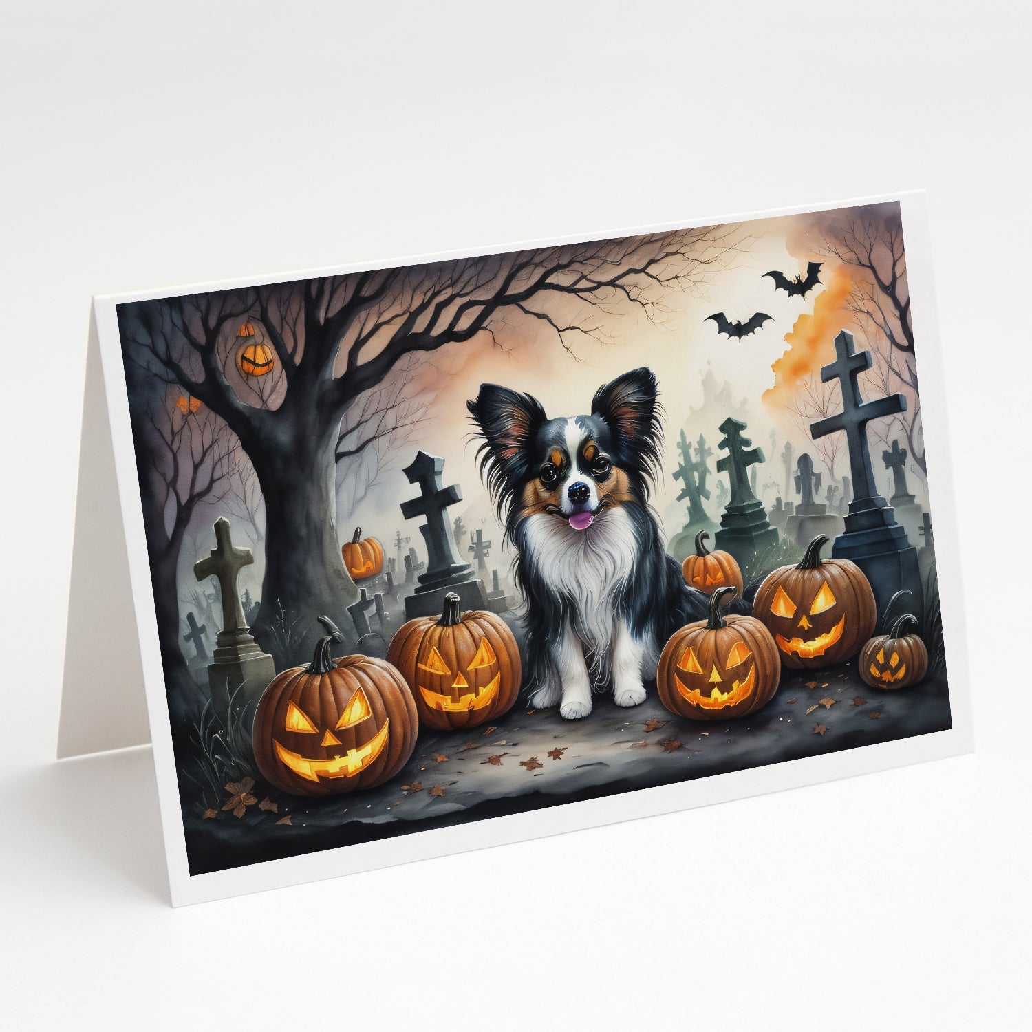 Papillon Spooky Halloween Greeting Cards Pack of 8 Blank Cards with Envelopes Whimsical A7 Size 5x7