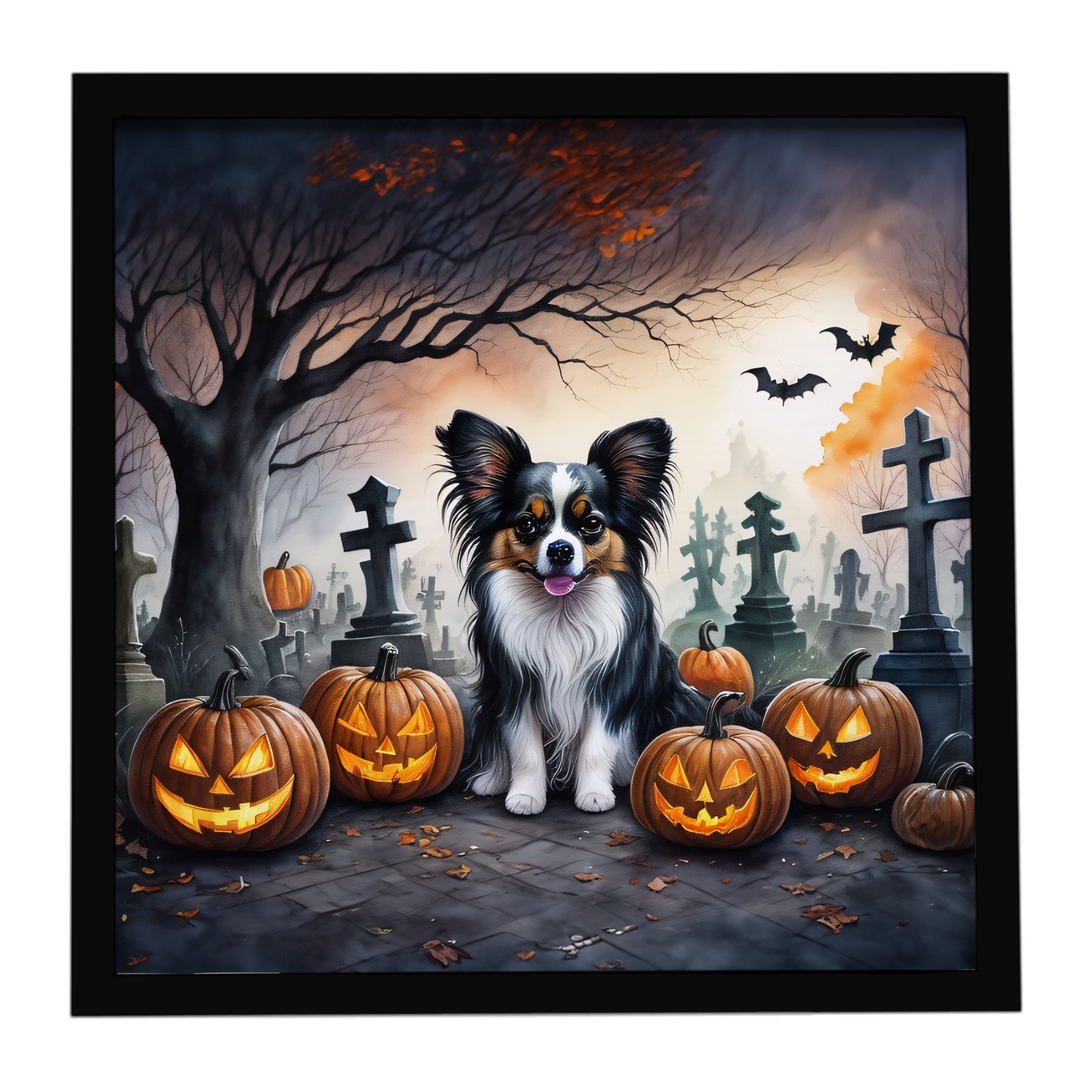 Papillon Spooky Halloween Framed Metal Print Bathroom, Kitchen, Office, Home Decor Wall Art Ready to Hang, Square, 8X8
