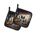 Papillon Spooky Halloween Pot Holder Set of 2 Heat Resistant Quilted Hot Pads 7.5 x 7.5 Inch, Insulated Kitchen Trivets for Cooking & Baking