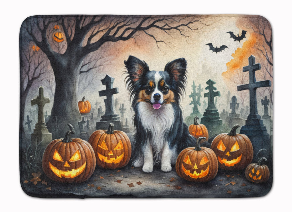Papillon Spooky Halloween Memory Foam Kitchen Mat Machine Washable Anti-Fatigue Cushion Comfort Bath or Kitchen Rug