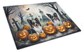 Papillon Spooky Halloween Cutting Board Tempered Glass Kitchen Cutting Surface, Heat Resistant Chopping, Non-Slip Feet, Food Prep & Serving