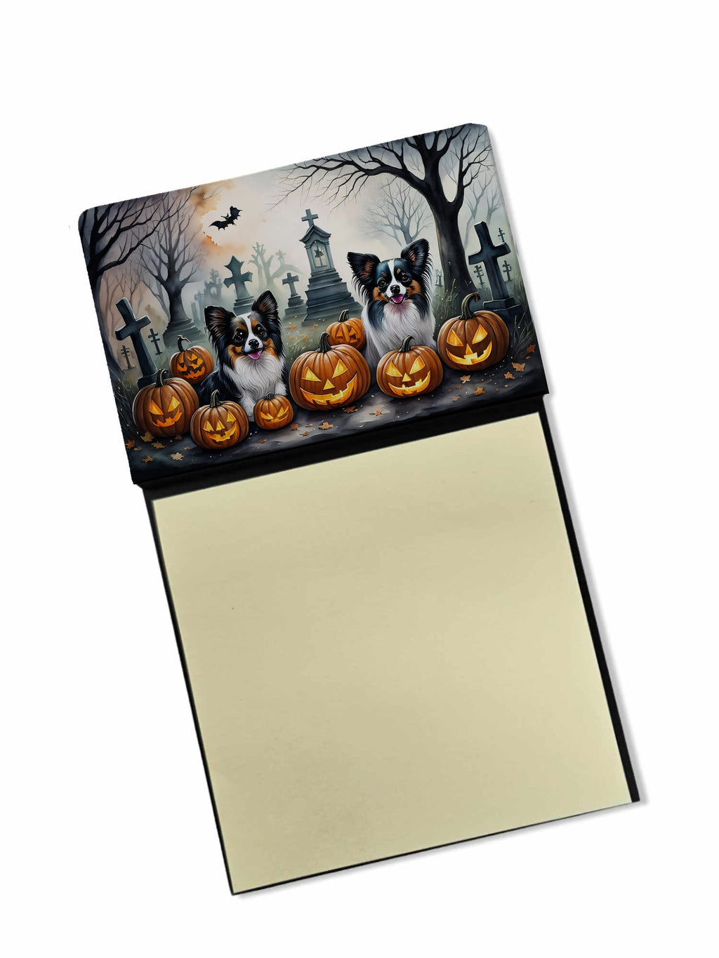 Papillon Spooky Halloween Watercolor Sticky Note Holder Refillable Dispenser Desk Accessory 3x3 Pad Gift