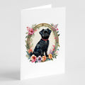 Affenpinscher and Flowers Greeting Cards Pack of 8 Blank Cards with Envelopes Whimsical A7 Size 5x7
