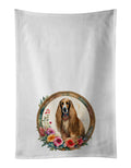 Afghan Hound and Flowers Kitchen Towel Set of 2 White Dish Towels Decorative Bathroom Hand towel for Hand, Face, Hair, Yoga, Tea, Dishcloth, 19 X 28", White