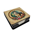Alaskan Malamute and Flowers PU Leather Note Paper Holder with Artist-Designed Cover, Desk Accessory, Office Gift